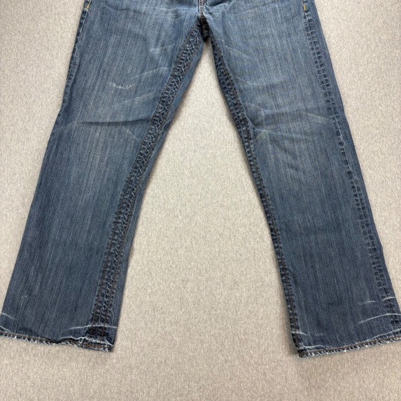 Fox Denim Duster Jeans Mens 31 Blue Y2K Racing VTG Grunge Relaxed Fit Bootcut - Picture 3 of 16